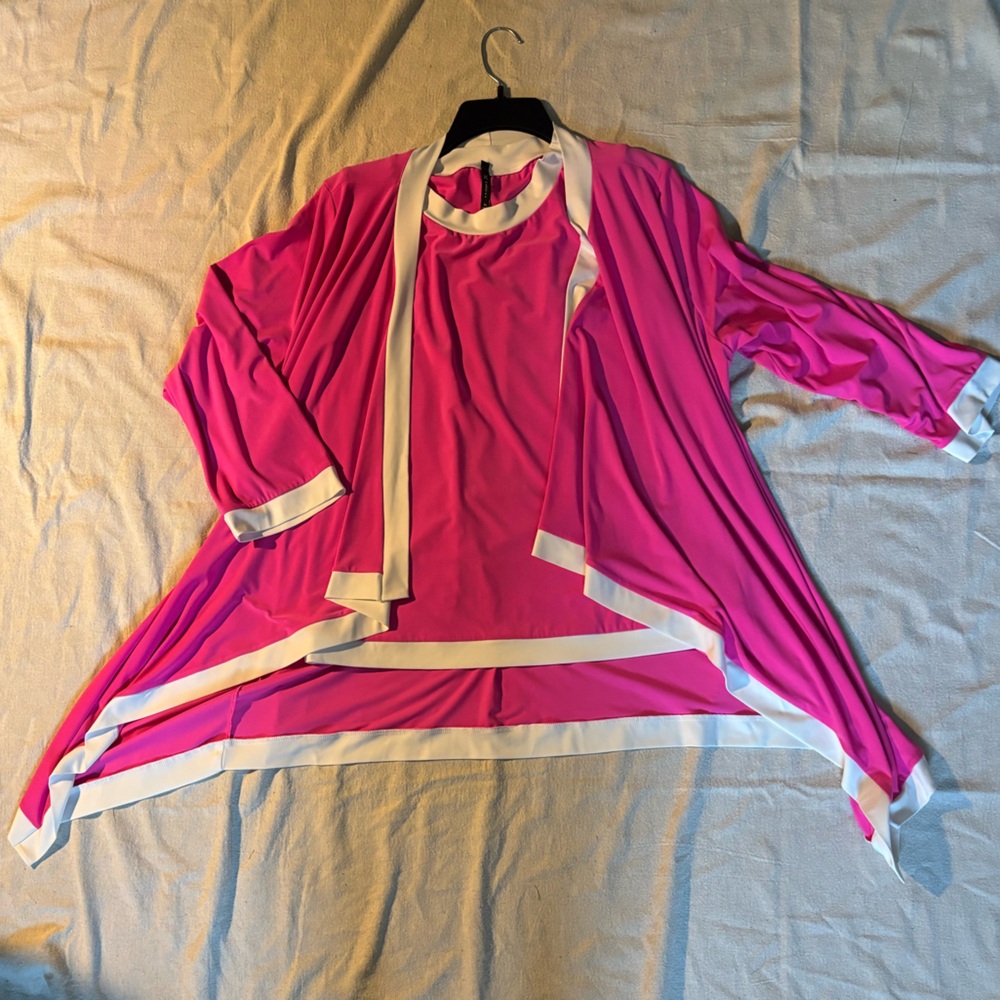 Pink and White Cover-Up Matching Tank Top